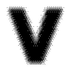 Black English Uppercase Letter V Pixel Bitmap