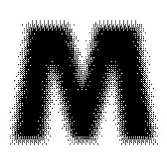 Black English Uppercase Letter M Pixel Bitmap
