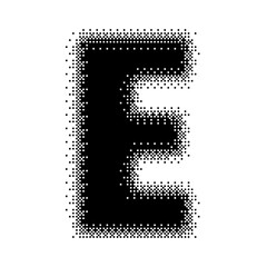 Black English Uppercase Letter E Pixel Bitmap