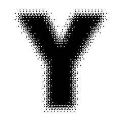 Black English Uppercase Letter Y Pixel Bitmap