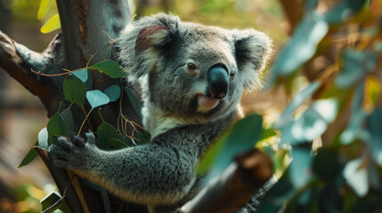 Fototapeta premium Koala Bear Sit On The Branch of the tree 