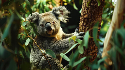 Obraz premium Koala Bear Sit On The Branch of the tree 