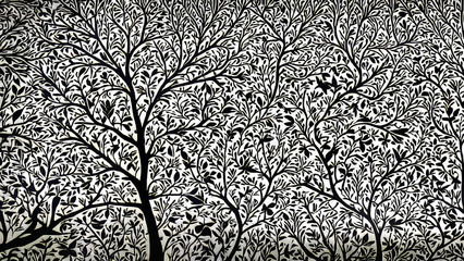 black and white  tree pattern background