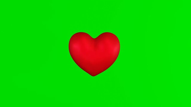 Red heart beating green screen animation.