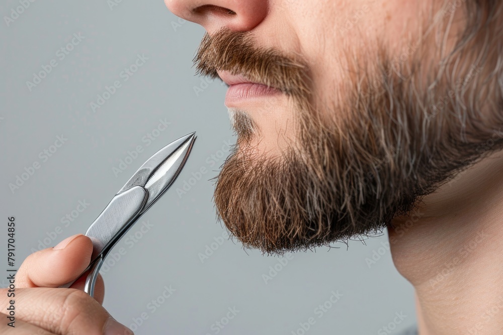 Poster close up of a person holding a pair of scissors, useful for various design projects