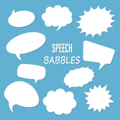 A collection of vector speech and thought bubbles