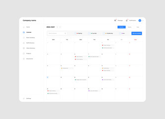 Company meeting schedule calendar UI design
