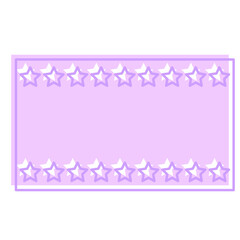 Cute Pastel Baby Note Frame with Star Icon. Soft Colored Border with Purple Line Template. Vintage Gently Baby Frame Decoration Element.  - 791709411