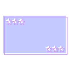 Cute Pastel Baby Note Frame with Star Icon. Soft Colored Border with Purple Line Template. Vintage Gently Baby Frame Decoration Element.  - 791709430