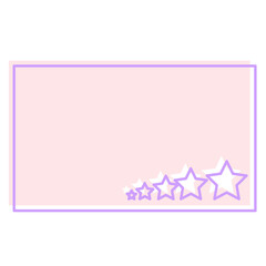 Cute Pastel Baby Note Frame with Star Icon. Soft Colored Border with Purple Line Template. Vintage Gently Baby Frame Decoration Element.  - 791709455