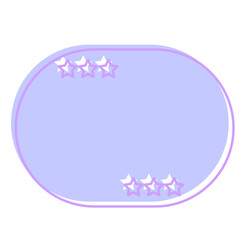 Cute Pastel Baby Note Frame with Star Icon. Soft Colored Border with Purple Line Template. Vintage Gently Baby Frame Decoration Element.  - 791709485