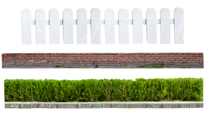 Set of fence isolated on transparent background.