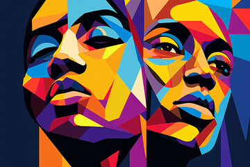 a colorful face art of a woman