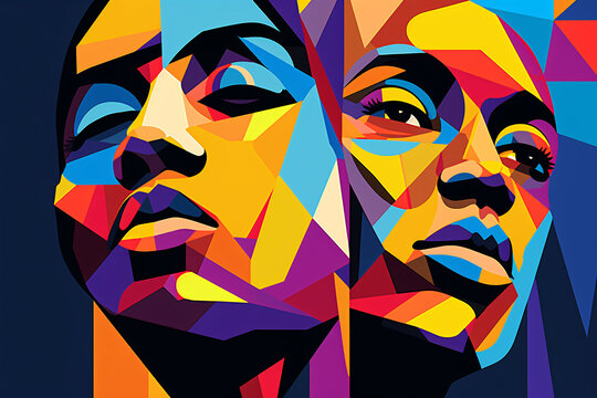 a colorful face art of a woman