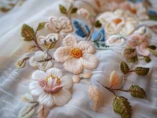 Fototapeta na wymiar flower thread embroidery 
