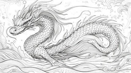 Fantasy elements: A mythical sea serpent, with scales and fins