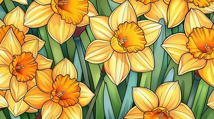 Flowers: A cluster of daffodils with their bright yellow blooms