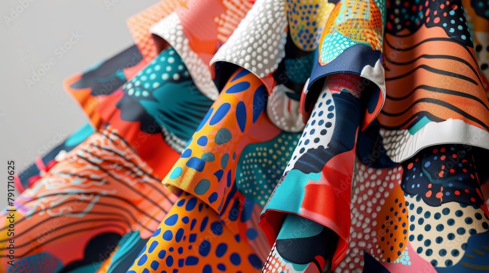 Poster A dress with a mix of abstract patterns and textures in 3D style  AI generated illustration