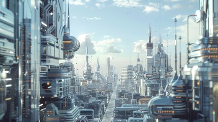 Fototapeta na wymiar A futuristic 3D cityscape with a family theme AI generated illustration