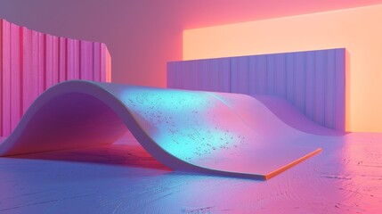 A futuristic 3D design of a cute skateboard ramp  AI generated illustration
