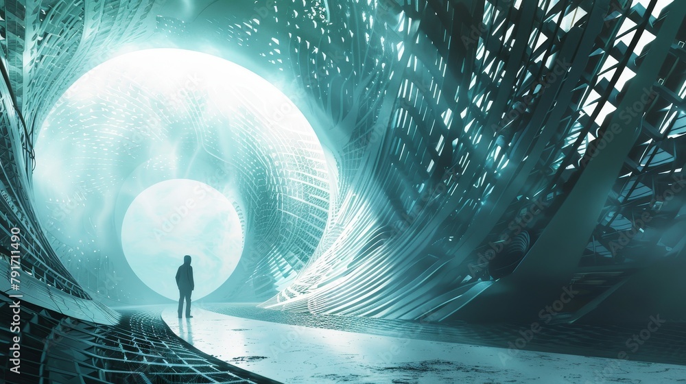 Poster a futuristic and abstract 3d scene showcasing the healing powers of creativity and self-expression a
