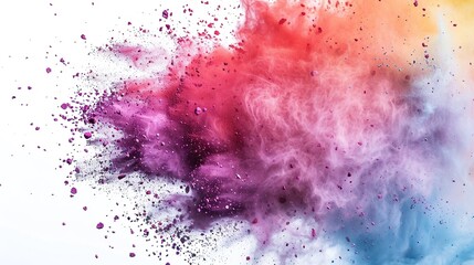 Explosion of colored powder. Close up abstract dust on white background. Colored explosion. Paint holi