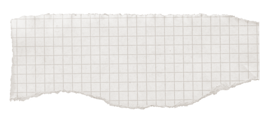 White Ripped Paper Scrap. Graph Paper with Torn Edge, Scrapbook Sticky Notes, Notebook Page