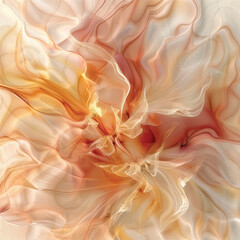 gold flower by white in the style of fluid dynamic brushwork