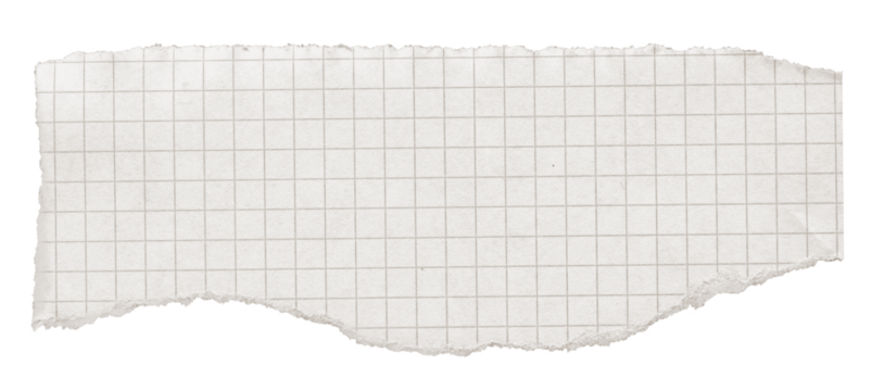 White Ripped Paper Scrap. Graph Paper with Torn Edge, Scrapbook Sticky Notes, Notebook Page