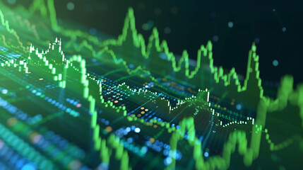 a green graph with many lines