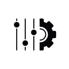 Panel settings icon. Simple solid style. Equalizer options, preferences, work, gear, tool, cogwheel, cog, level, technology concept. Black silhouette, glyph symbol. Vector illustration isolated.