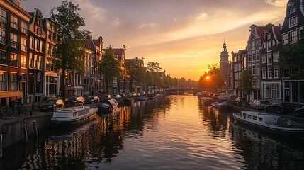 Amsterdam Netherlands - May 22 2018 Sunset lit resident