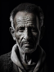 old man barber, dramatic portrait