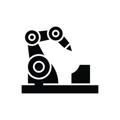 Mechanical arm icon. Simple solid style. Robotic hand manipulator, computer, construction, factory, industry, technology concept. Black silhouette, glyph symbol. Vector illustration isolated.