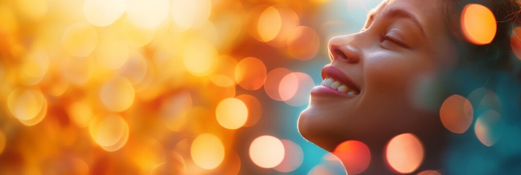 An obscured face against a vivid bokeh backdrop conveying a sense of mystery and anonymity in a festive setting