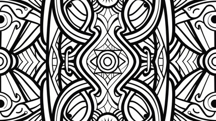Patterns: A coloring book page featuring a tribal pattern
