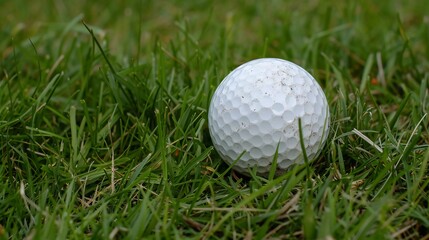 Fairway Close-Up Low Angle View of a Golf Ball in Grass