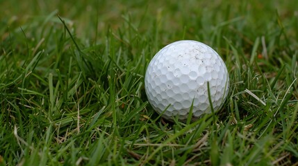 Fototapeta premium Fairway Close-Up Low Angle View of a Golf Ball in Grass