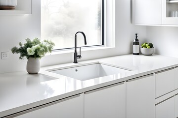 Fototapeta na wymiar Modern minimalistic kitchen interior 