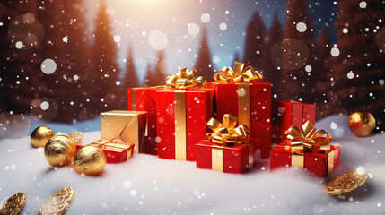 a group of presents in snow