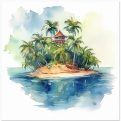 Fototapeta premium tropical island with palm trees