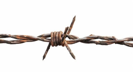 White background barbed wire, Close-up,High quality photo