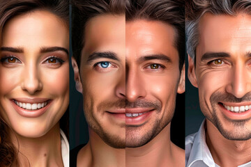Model faces of different nationalities, genders and ages