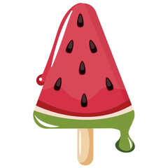 fruit ice cream triangle shape with watermelon design on a stick for packaging, textile or banner