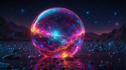 Glowing sphere on night background