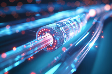 Fiber optic cables. Internet connection with optical fiber. Concept of fast internet. Generative AI