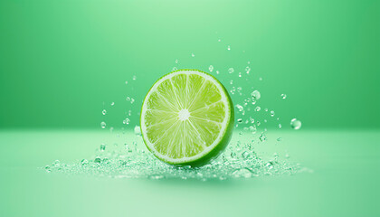 a lime with water splashing around