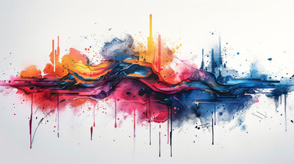 Abstract background on a white background in pink, blue and orange colors.