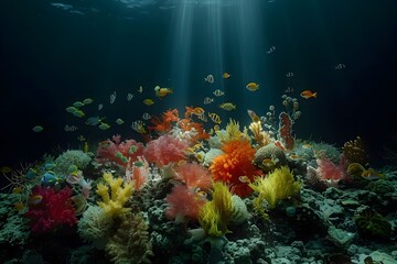 Fototapeta na wymiar Captivating Underwater Splendor:Exploring the Vibrant Ecosystems of the Deep Sea
