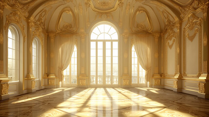 Empty living room interior with antique furniture in baroque style